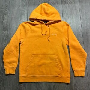 Stussy Mens Orange Basic Logo Pullover Hoodie Sweatshirt Small Streetwear
